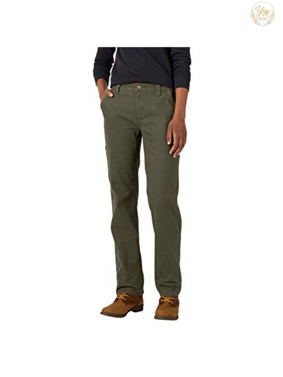 Pants - Relaxed Straight Carpenter Duck Pants Women's Work Utility Stretch 7-Pocket